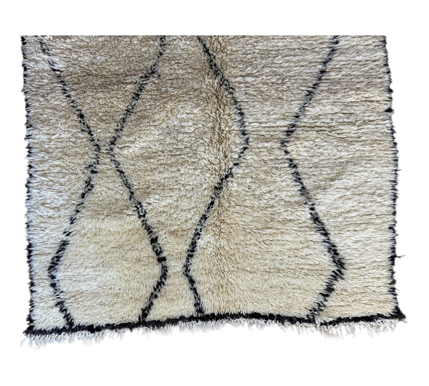 Abstract medium black white vintage beni ourain rug ourain