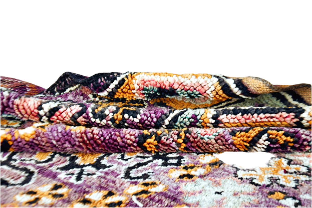 Aubergine purple boujaad vintage rug folded