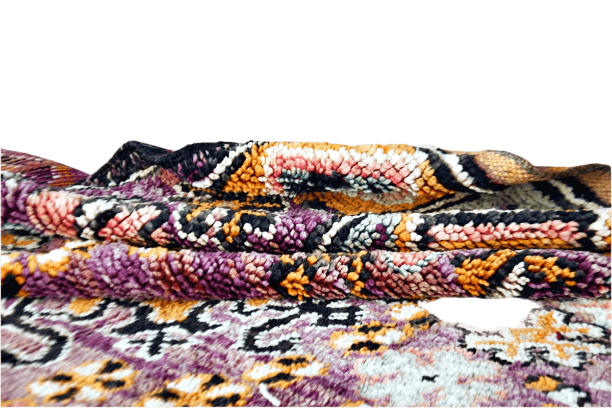 Aubergine purple boujaad vintage rug folded
