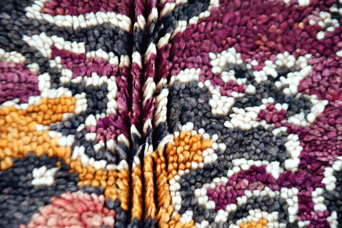 aubergine purple boujaad moroccan rug close up