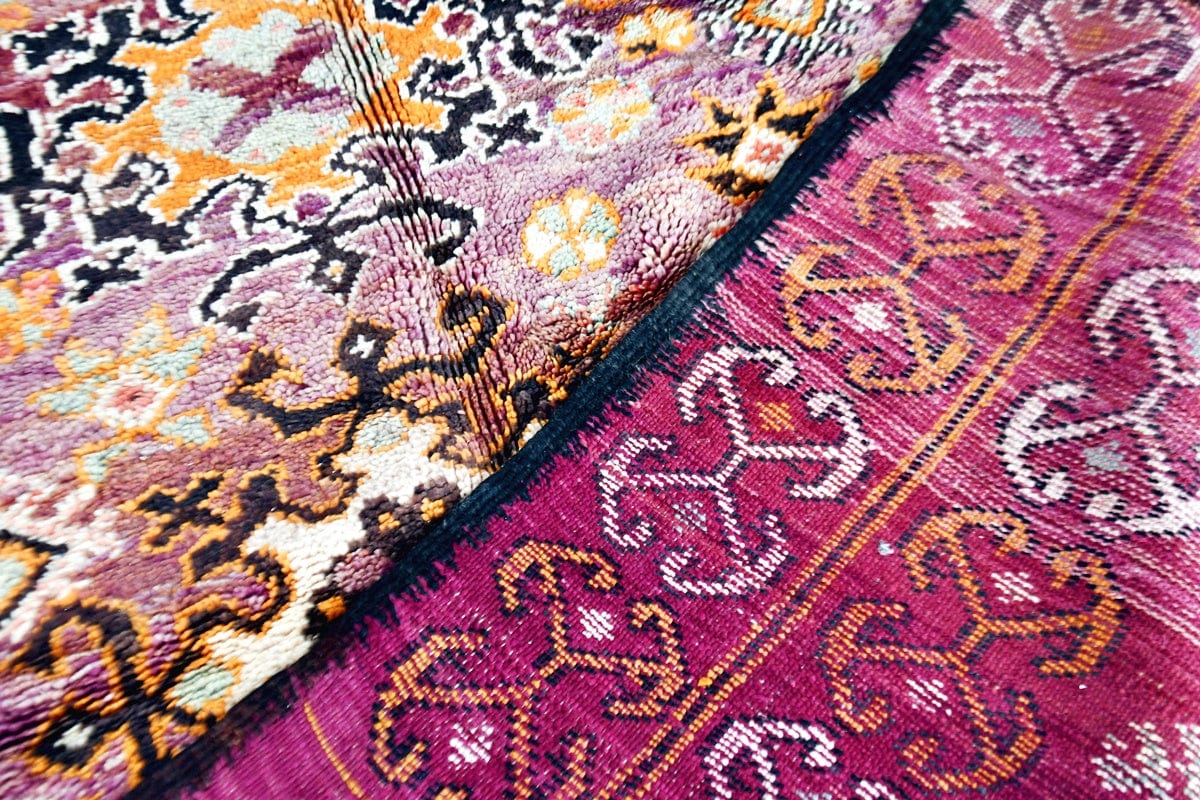 aubergine purple boujaad moroccan rug back vintage