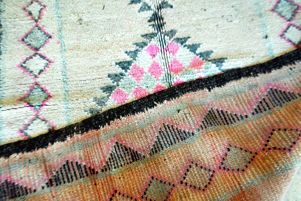 Pink beige vintage Boujaad rug morocco back