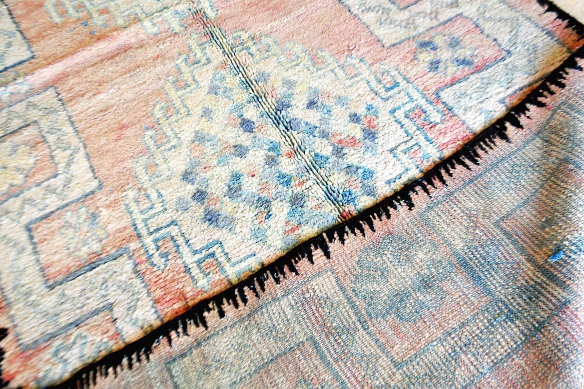 earthy vintage Boujaad rug morocco faded back side