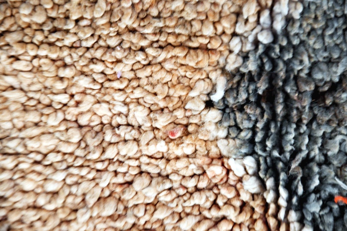 peach black abstract vintage boujaad rug close up