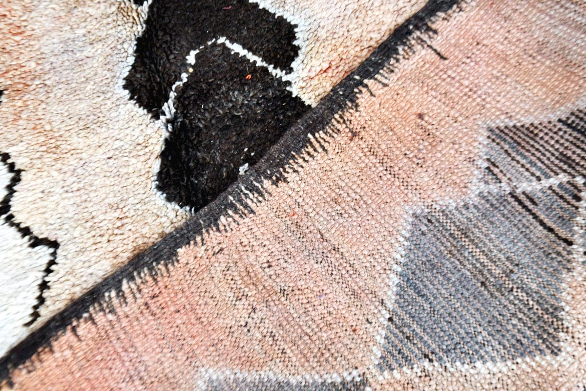peach black abstract vintage boujaad rug back