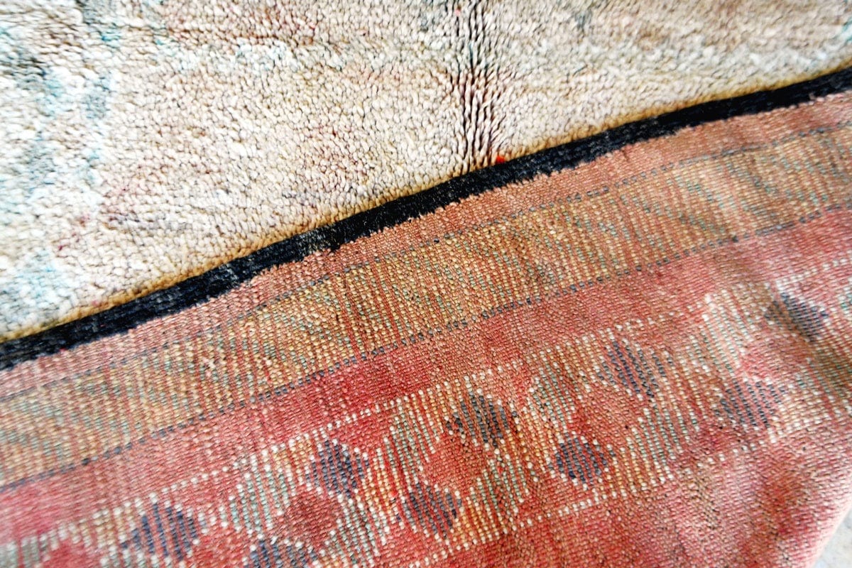 large earthy tone vintage boujaad moroccan rug back