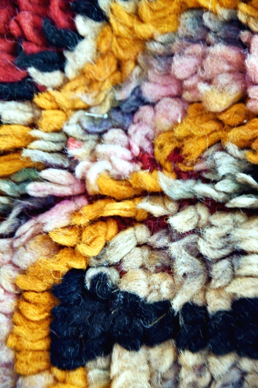 Red Boujaad moroccan vintage rug close up