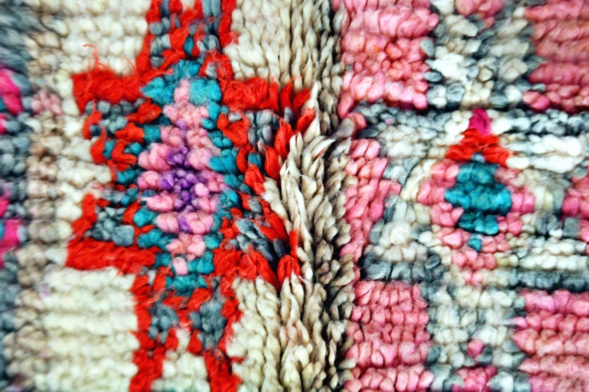 Pink Mint vintage boujaad Moroccan Rug unique