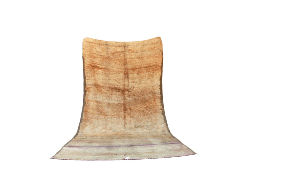 Beni Mguild faded solid brown vintage rug standing