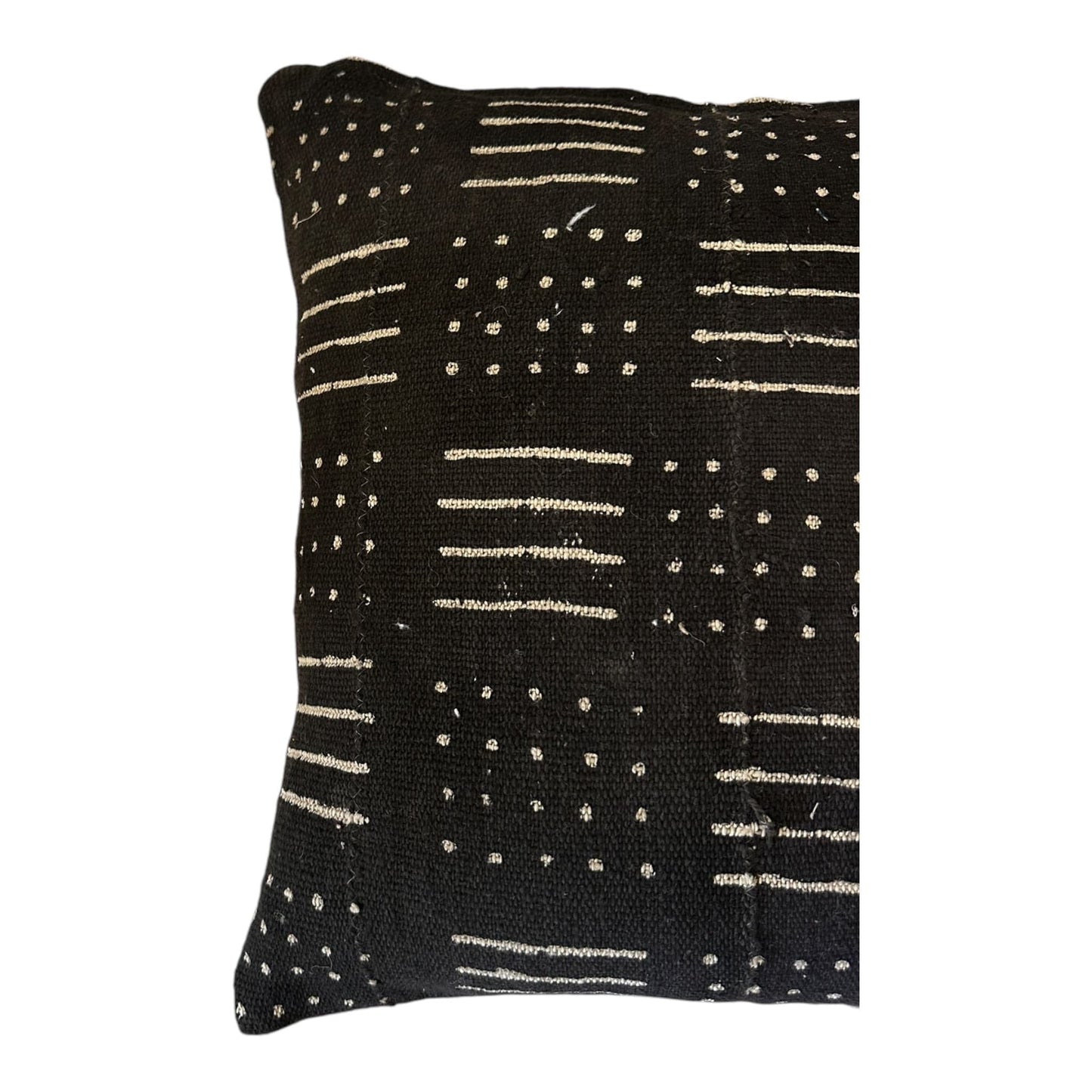 Black mali mucloth cushion cover rows and dots tribal design