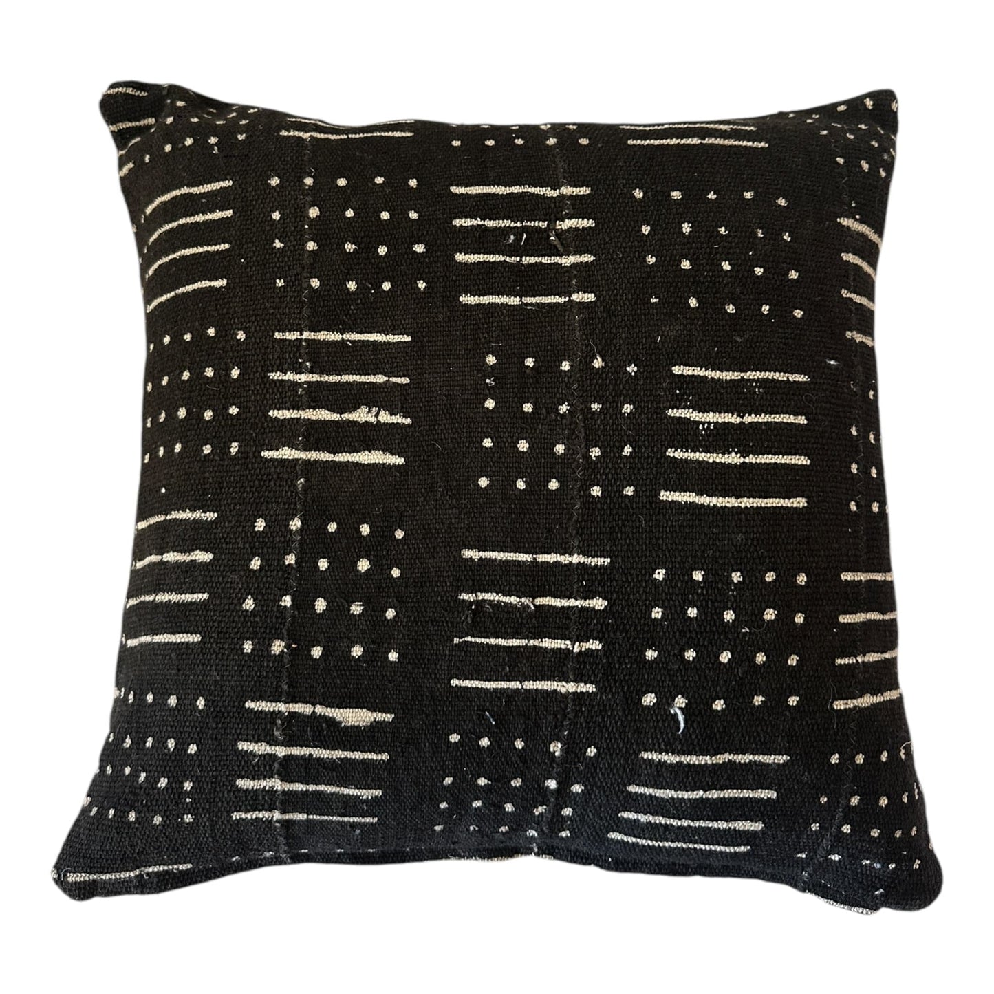 Black mali mucloth cushion cover rows and dots tribal design front