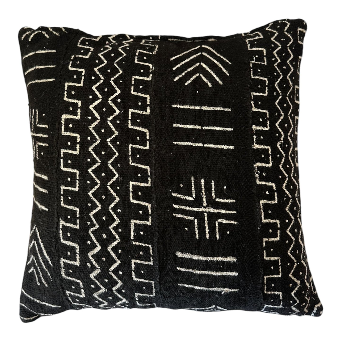 Black mali pucloth cushion cover tribal design front