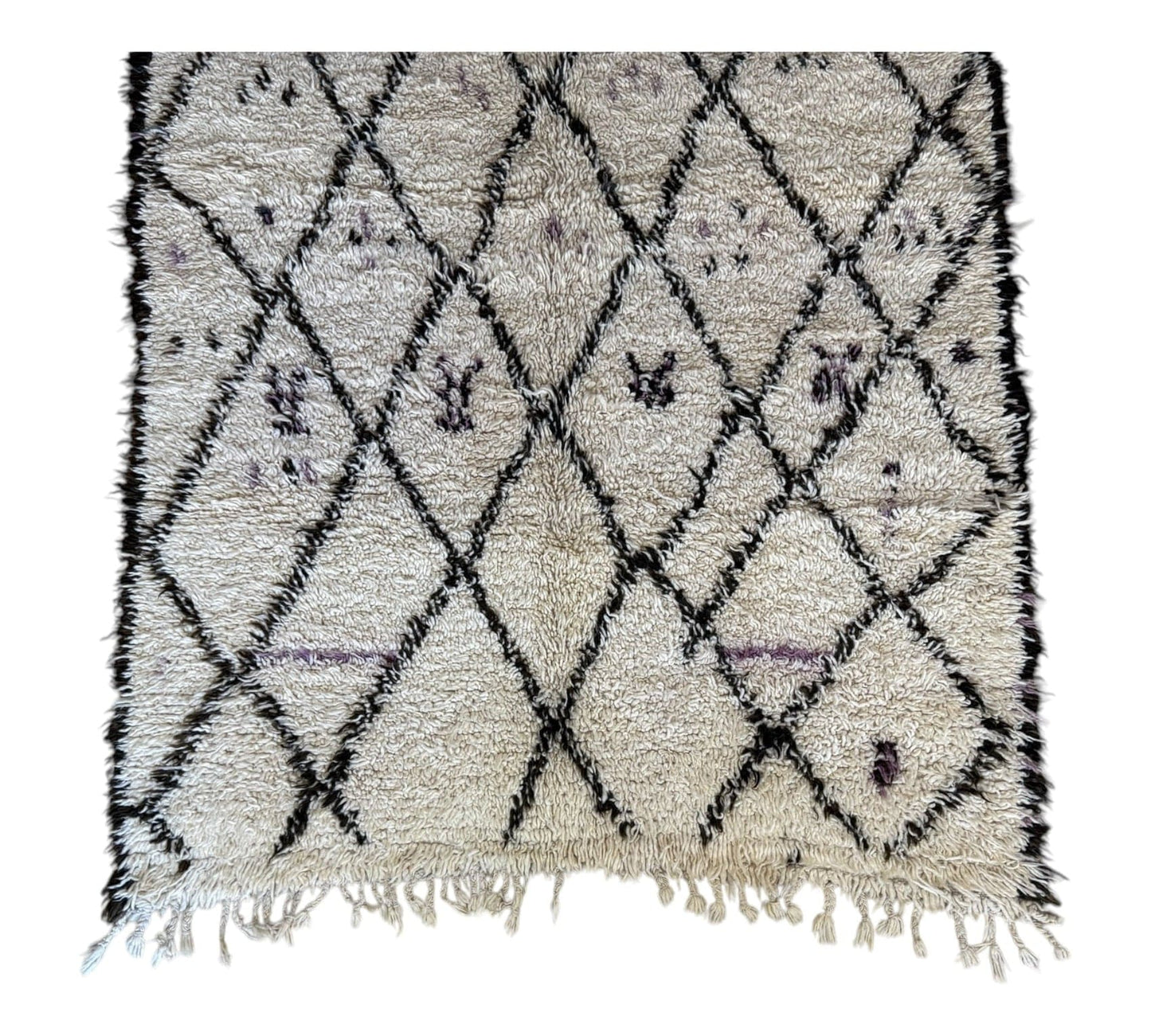 Black purple abstract white vintage beni ourain rug morocco