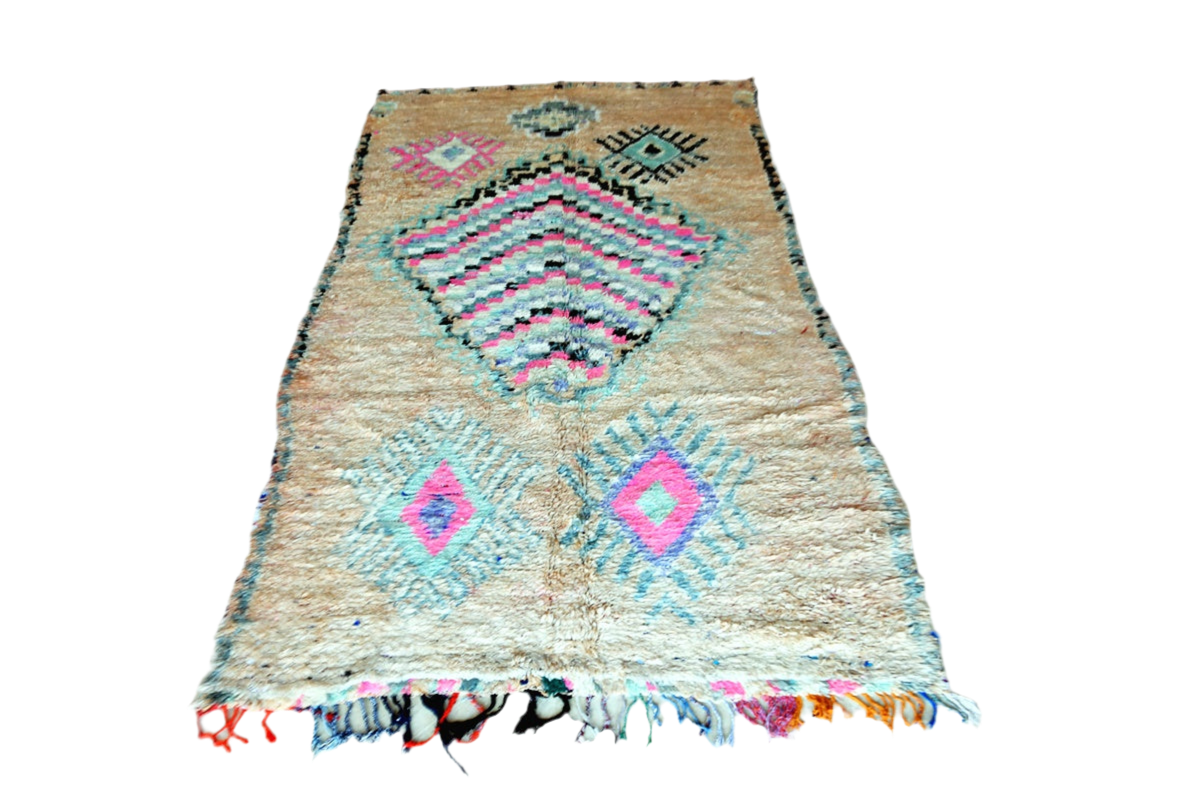 Boho moroccan vintage boujaad rug front