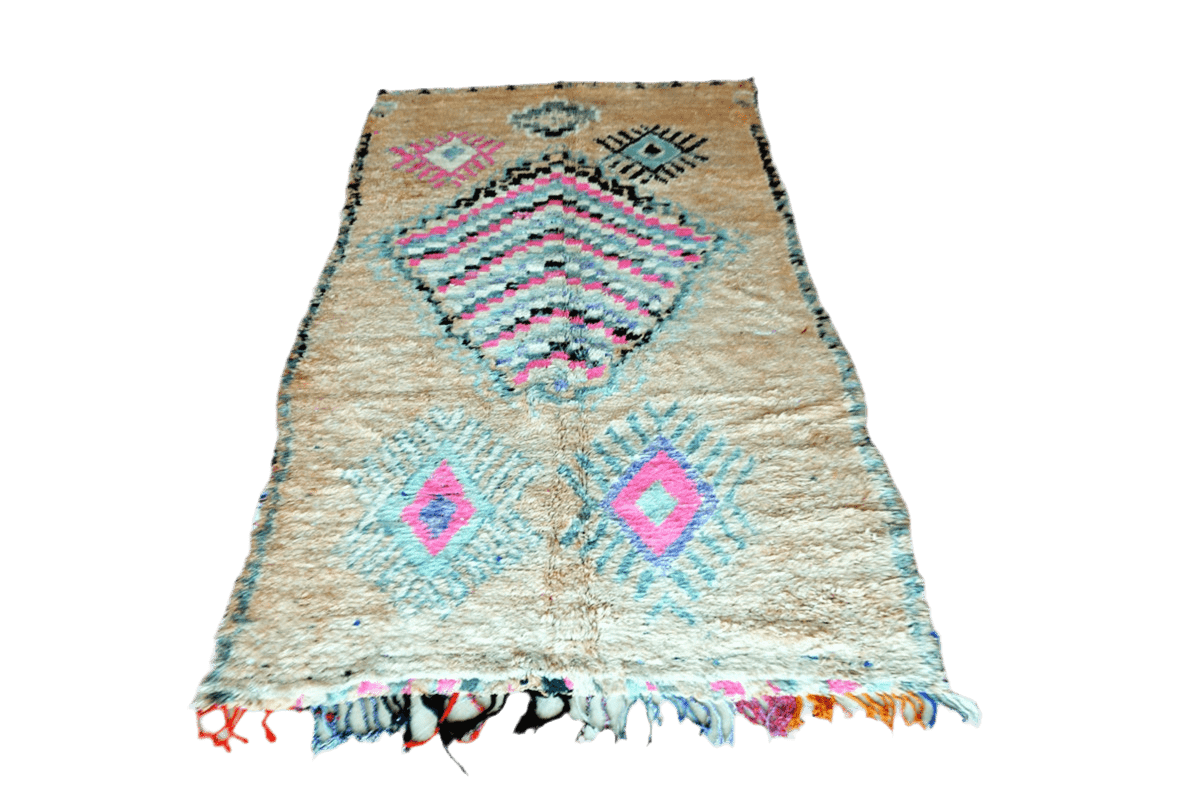 Boho moroccan vintage boujaad rug front