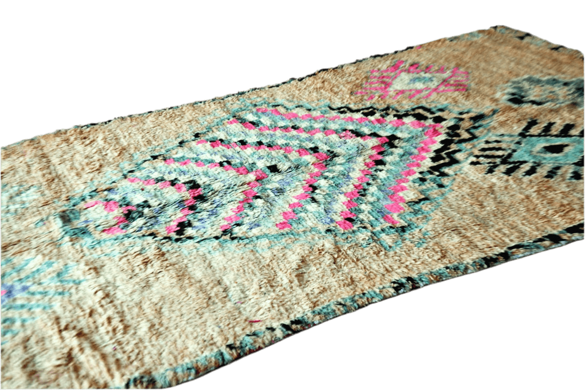 Boho moroccan vintage boujaad rug side shot