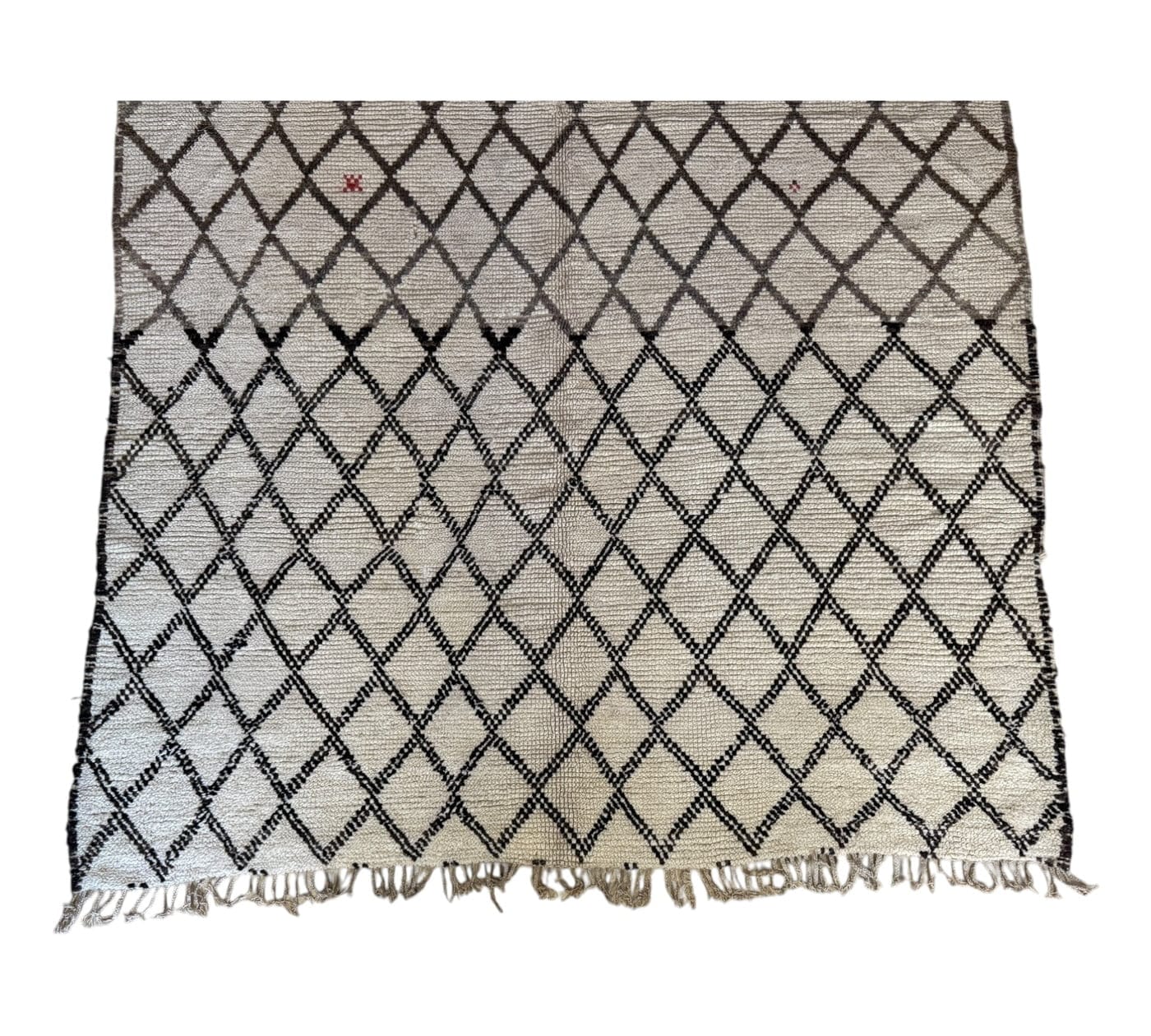 Bold tight diamonds vintage beni ourain rug morocco worn