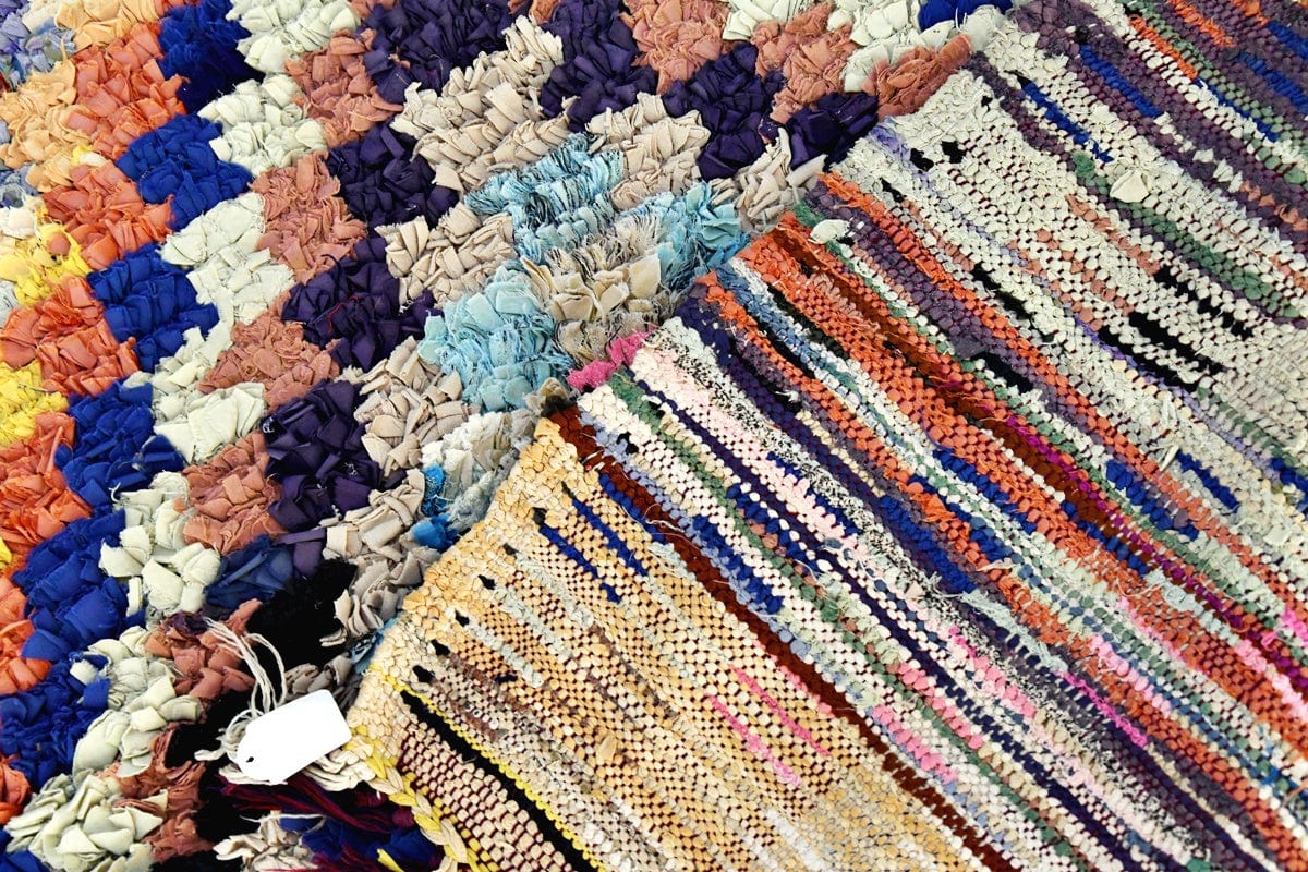 Boucherouite blue rug close