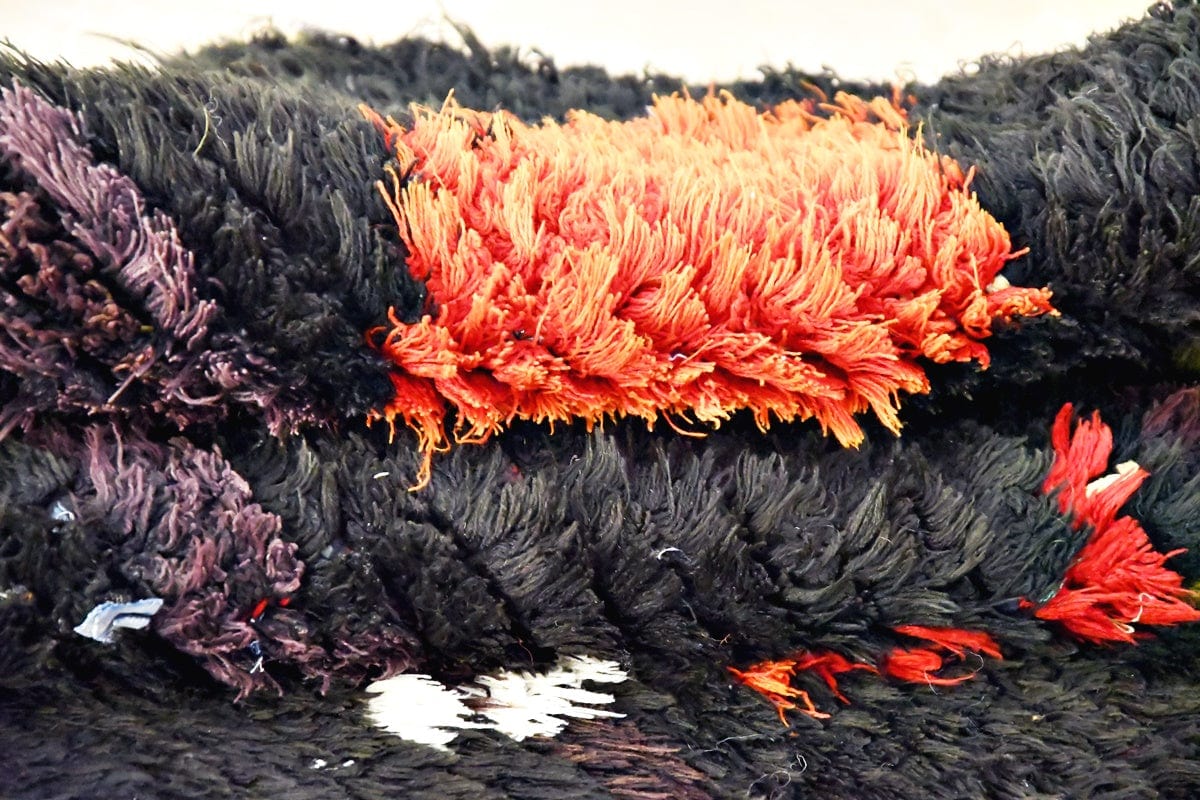 Boucherouite rug black close