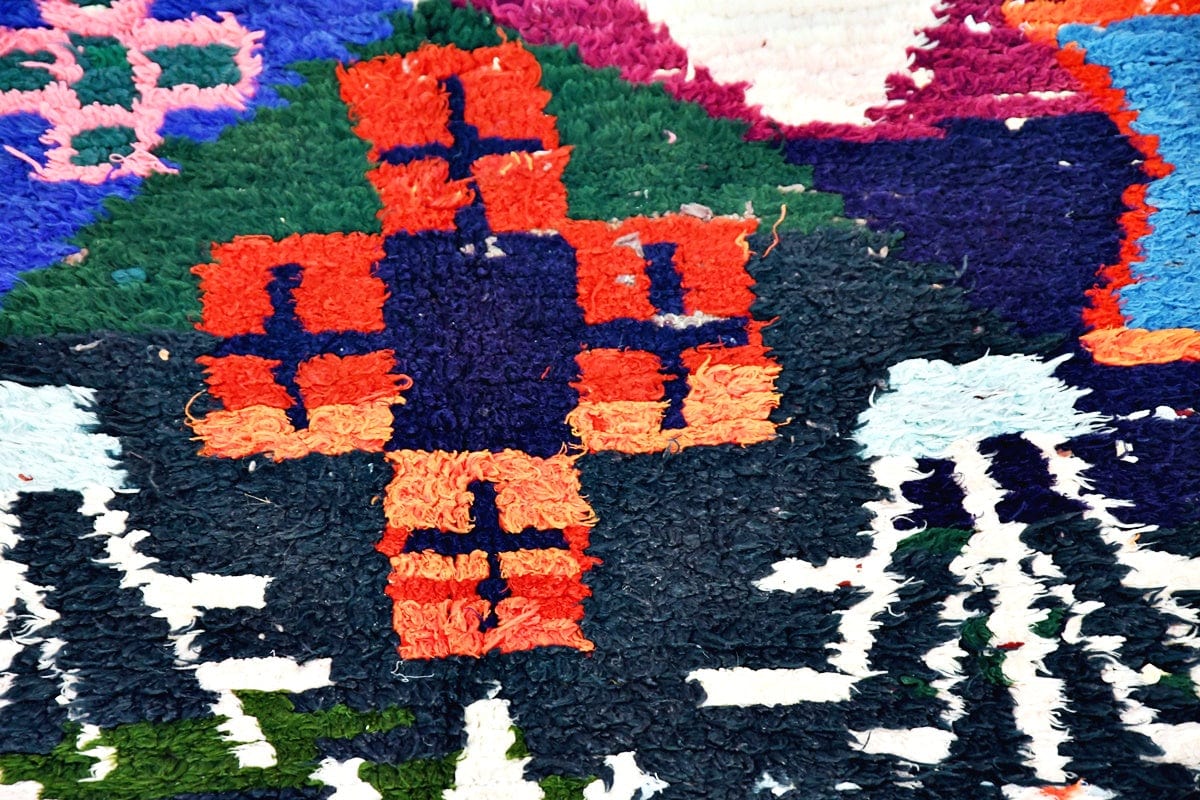 Boucherouite vintage rug close up