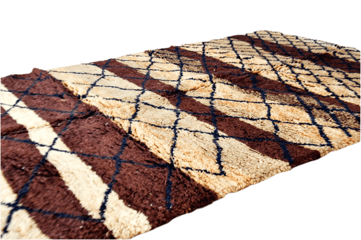 Brown beige stripped beni mrirt rug morocco