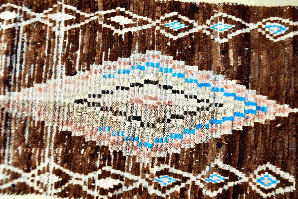 Brown boujaad vintage runner wool rug side