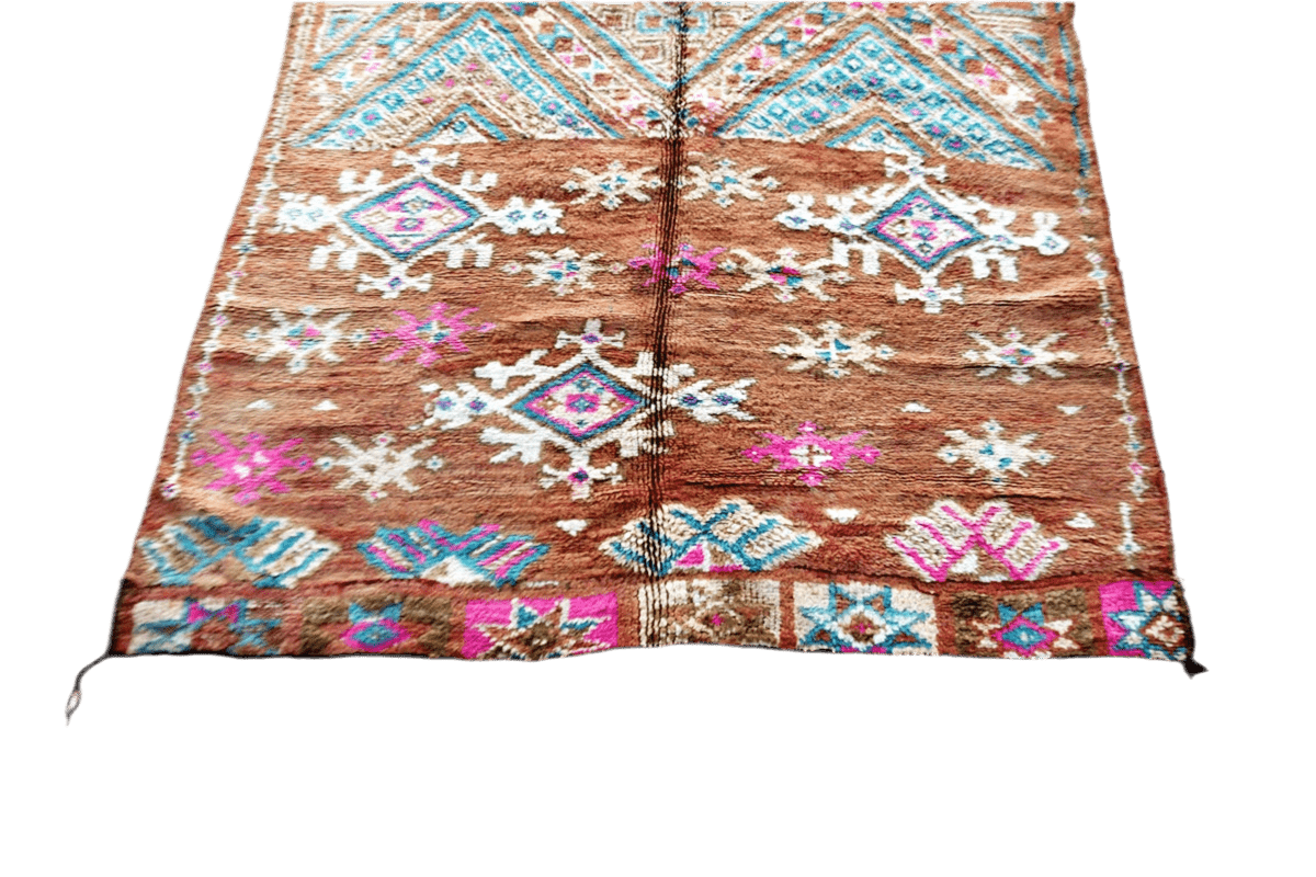 Brown pastel vintage zemmour moroccan rug bottom