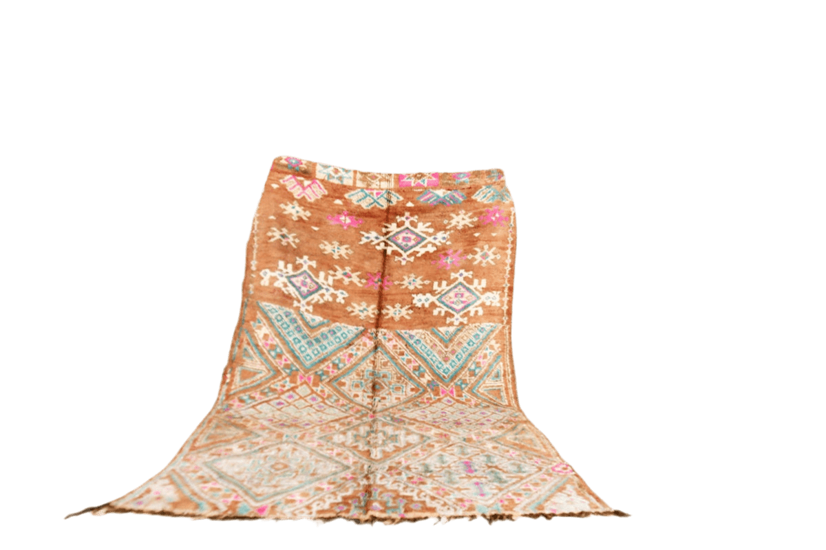 Brown pastel vintage zemmour moroccan rug standing