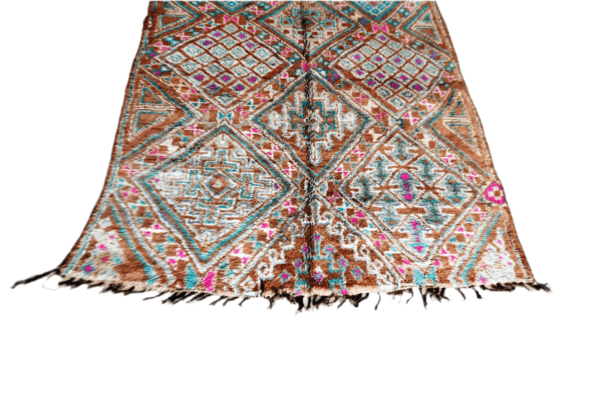 Brown pastel vintage zemmour moroccan rug top