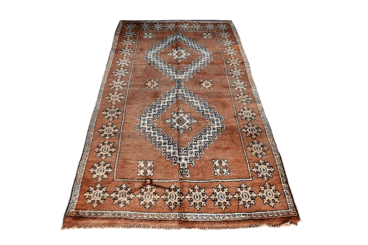 Brown rust earthy vintage moroccan zemmour rug front