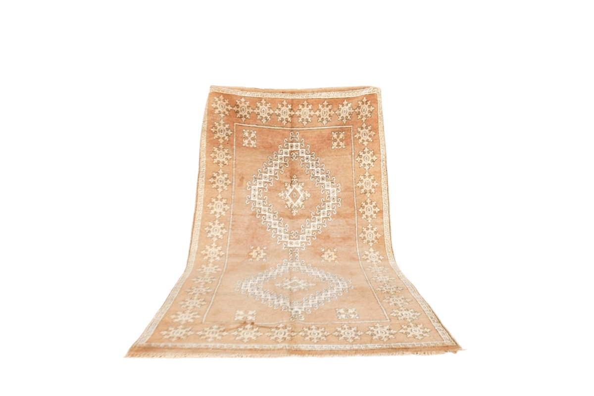 Brown rust earthy vintage moroccan zemmour rug standing