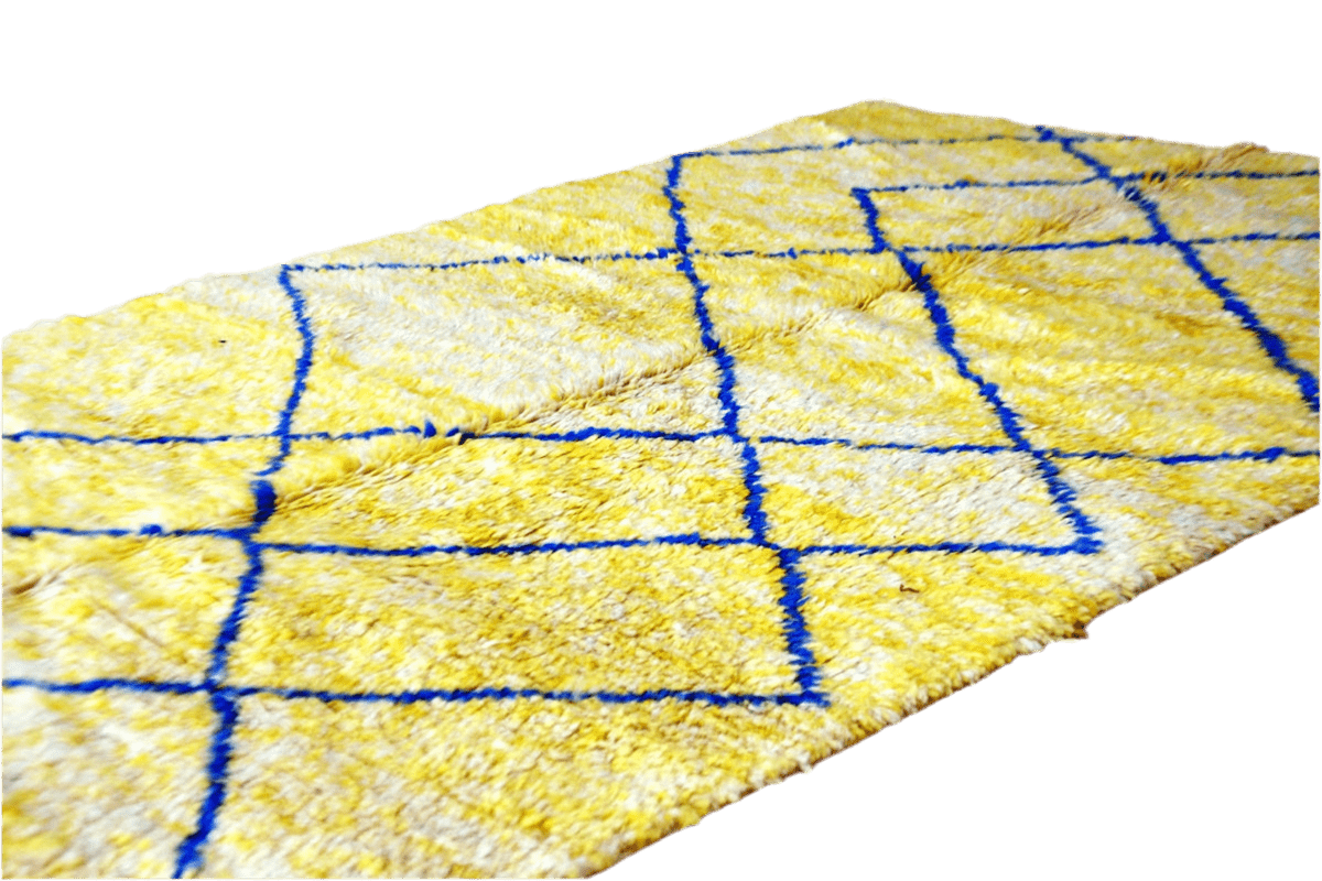 Canary yellow blue diamonds beni mrirt rug morocco