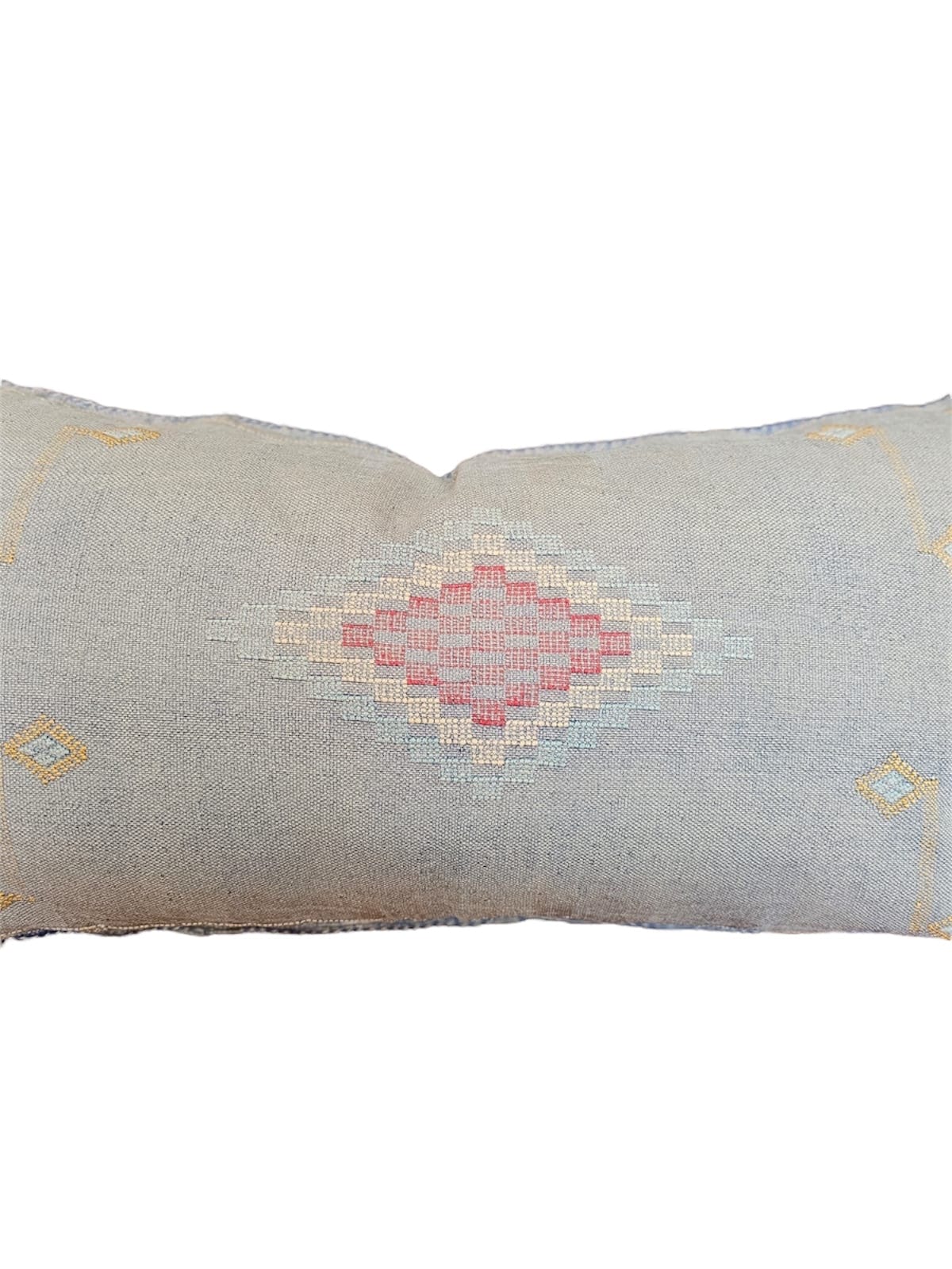 Close up large recangle cactus silk cushion cover lilac with red
