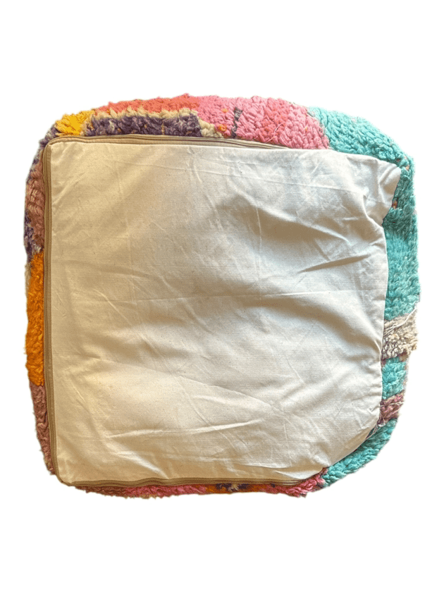 Color pop square moroccan wool floor pillow cushion back