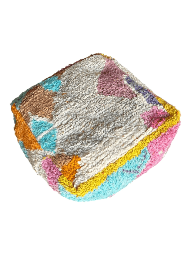Color pop square moroccan wool floor pillow cushion side