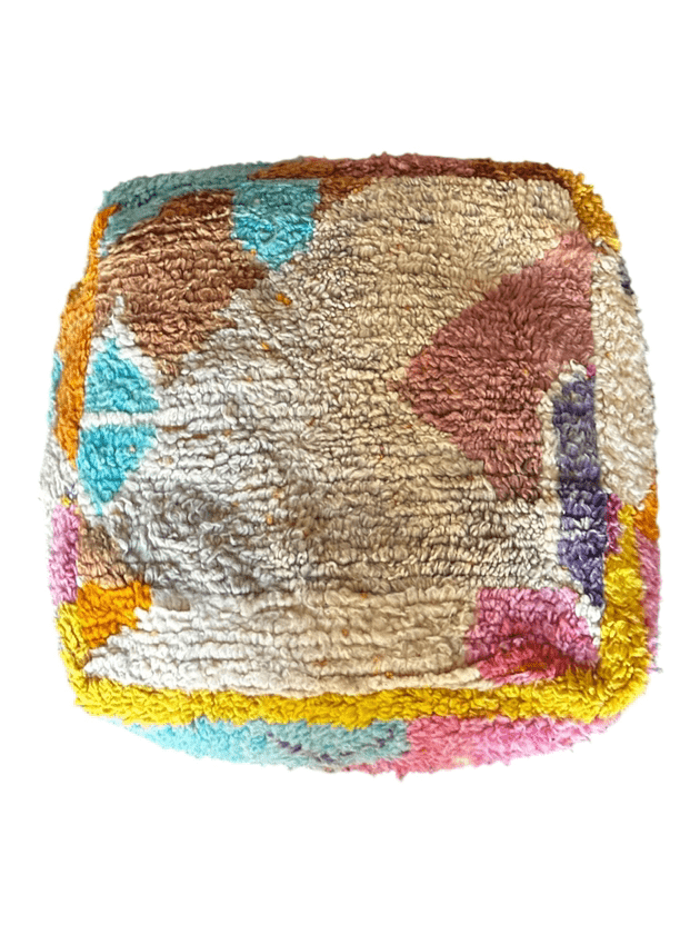Color pop square moroccan wool floor pillow cushion