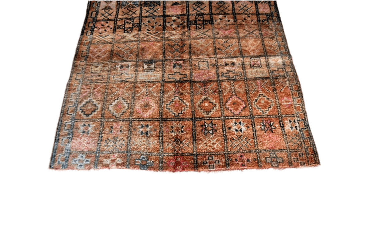 Dark earthy brwown vintage zemmour moroccan rug carpet bottom