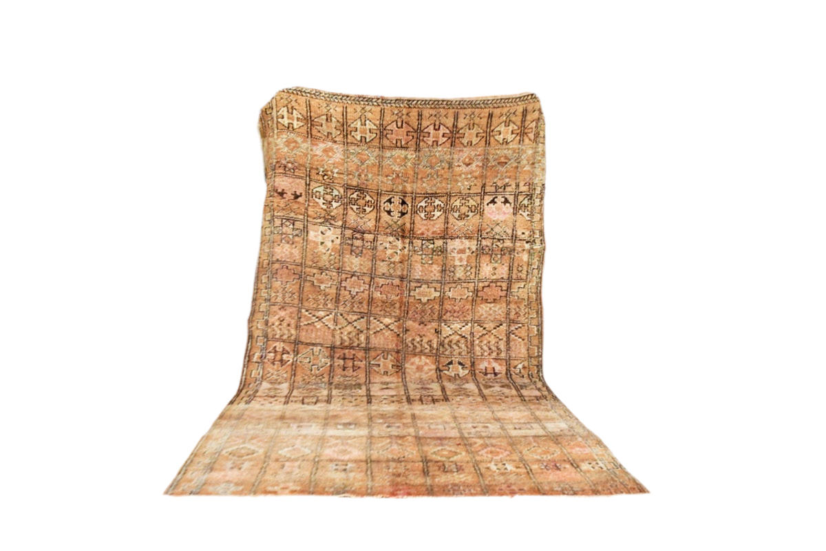 Dark earthy brwown vintage zemmour moroccan rug carpet standing