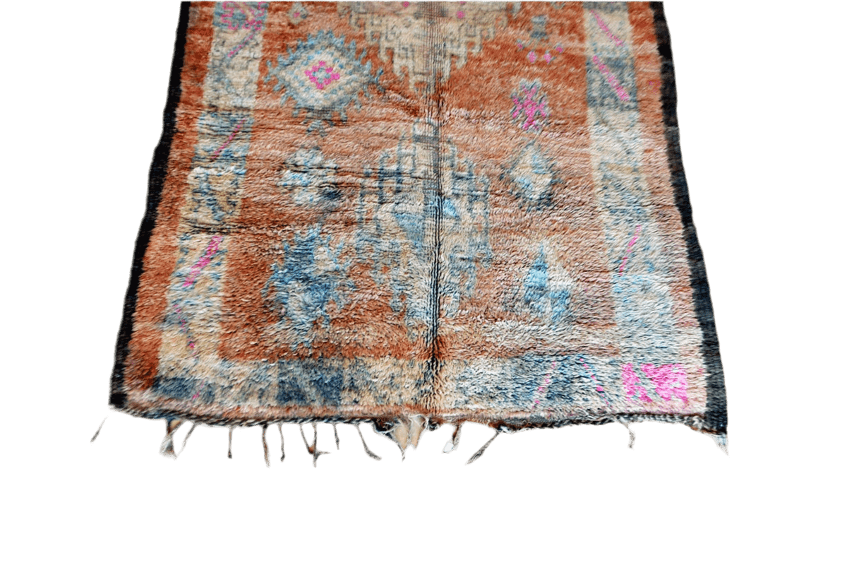 Faded Boho vintage boujaad moroccan rug pastel bottom
