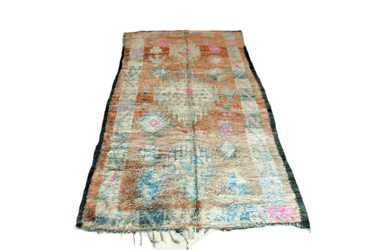 Faded Boho vintage boujaad moroccan rug pastel