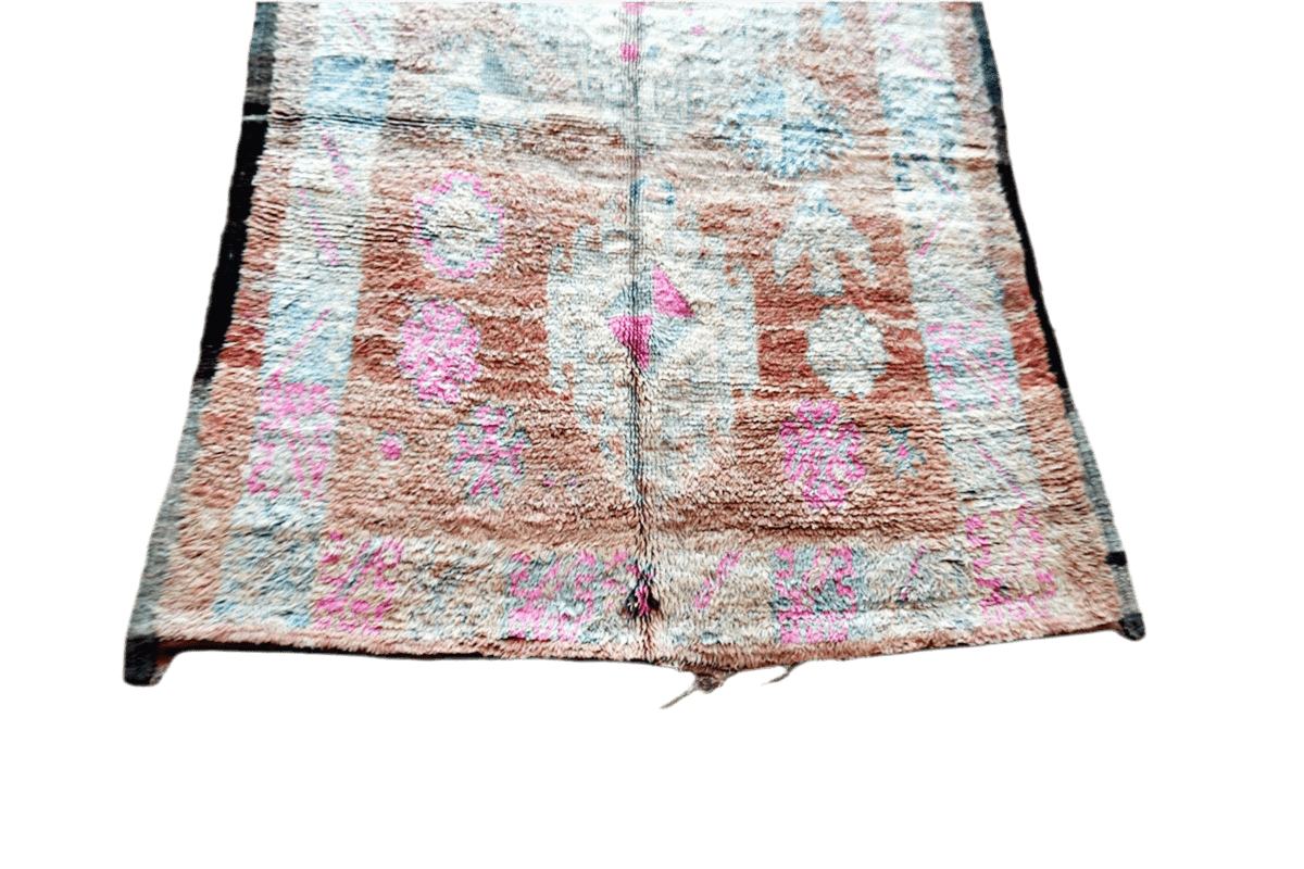 Faded Boho vintage boujaad moroccan rug pastel