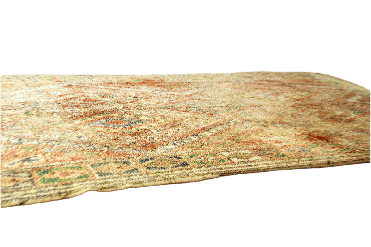 Faded red green beni mguild rectangle moroccan rug