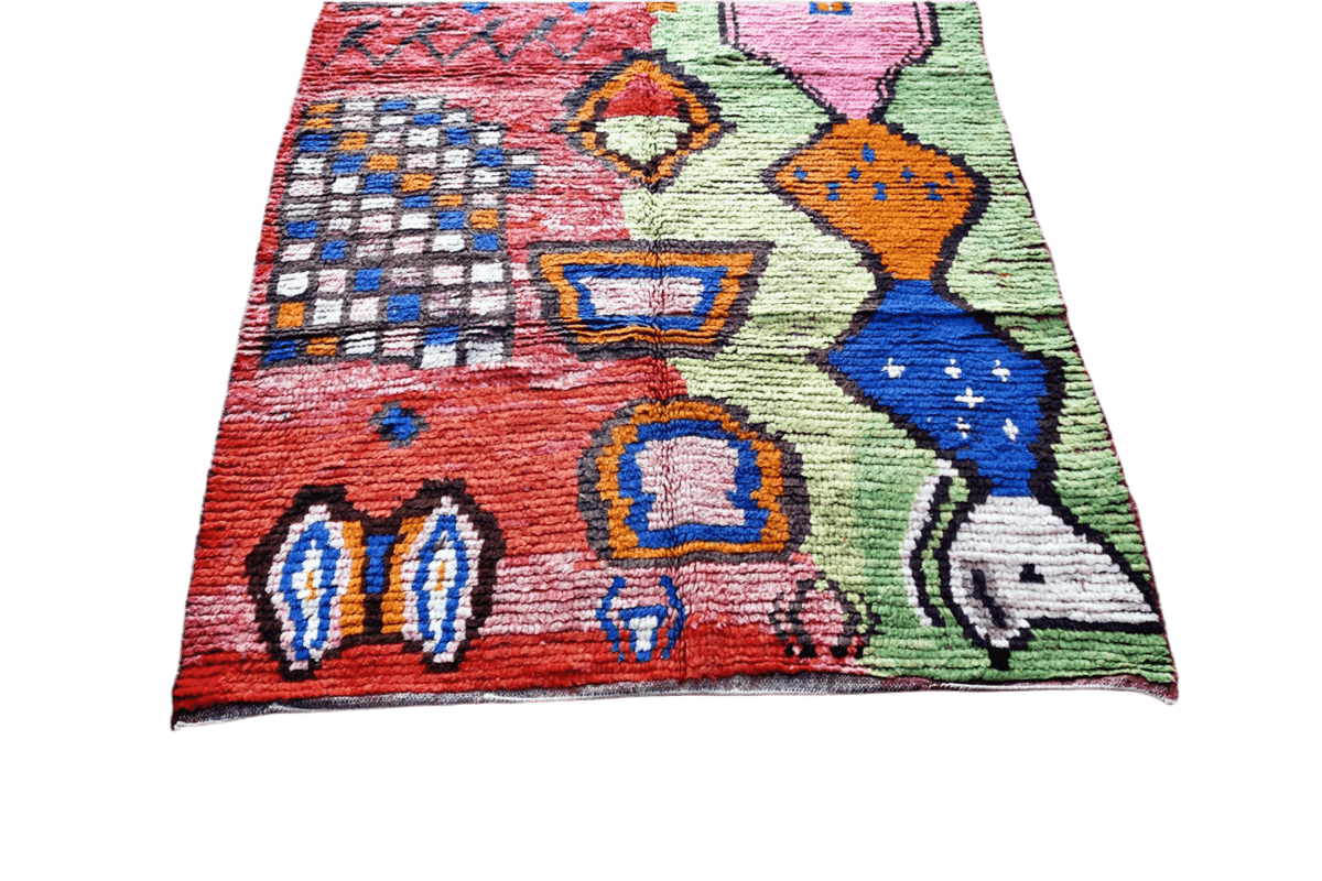 Green red blue moroccan indoor rug boujaad rectangle