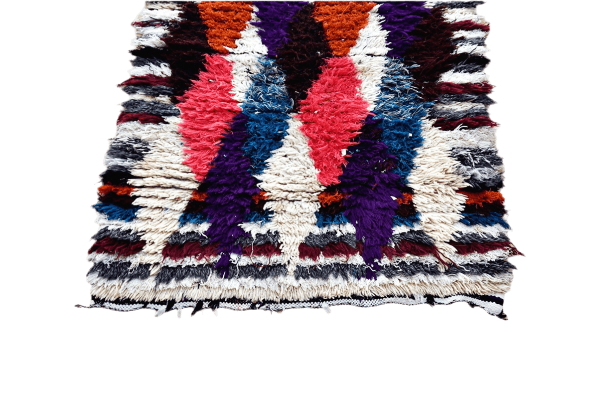 Jacquard Moroccan boucherouite plush rag rug