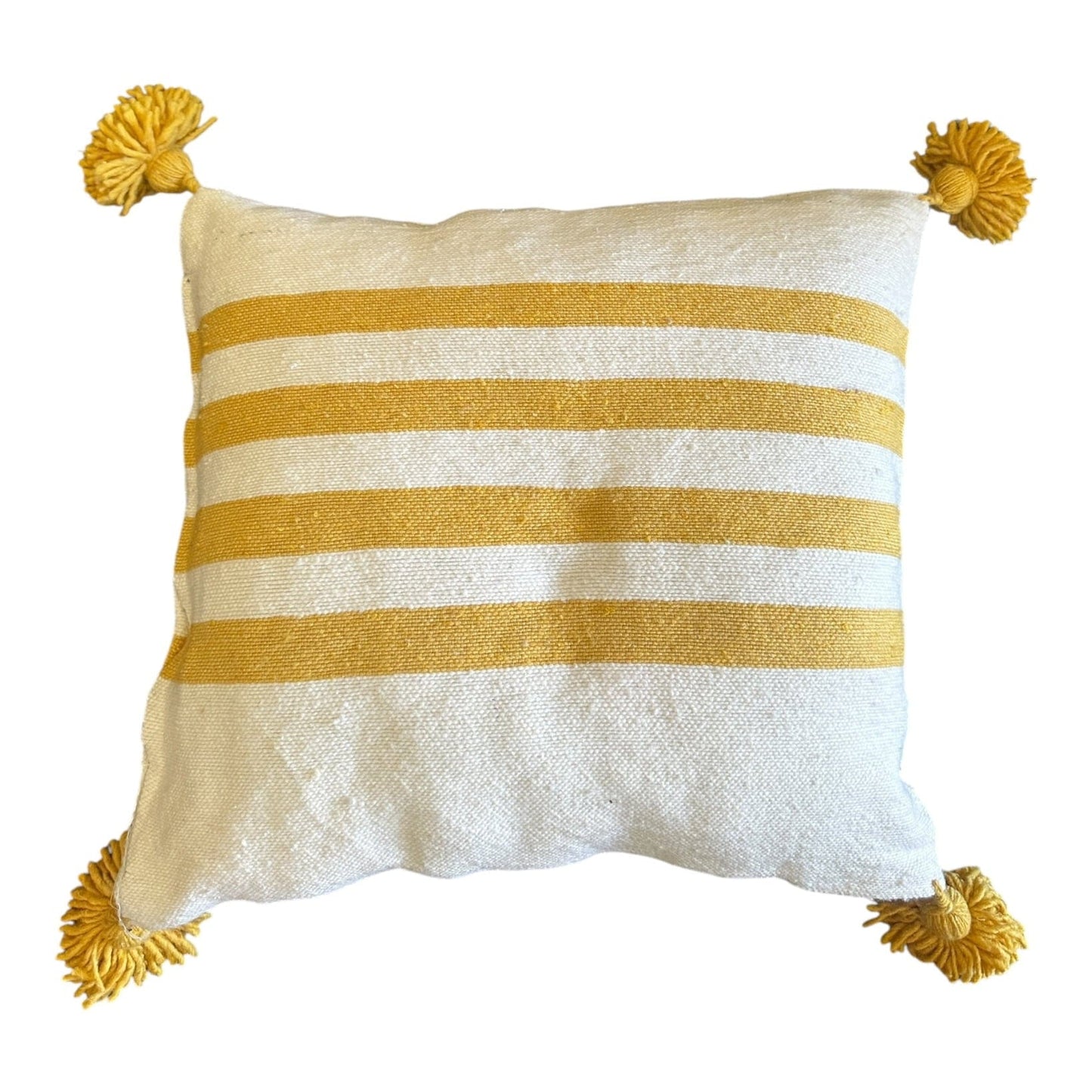 Labboho Morocco yellow stripped pompom cushion
