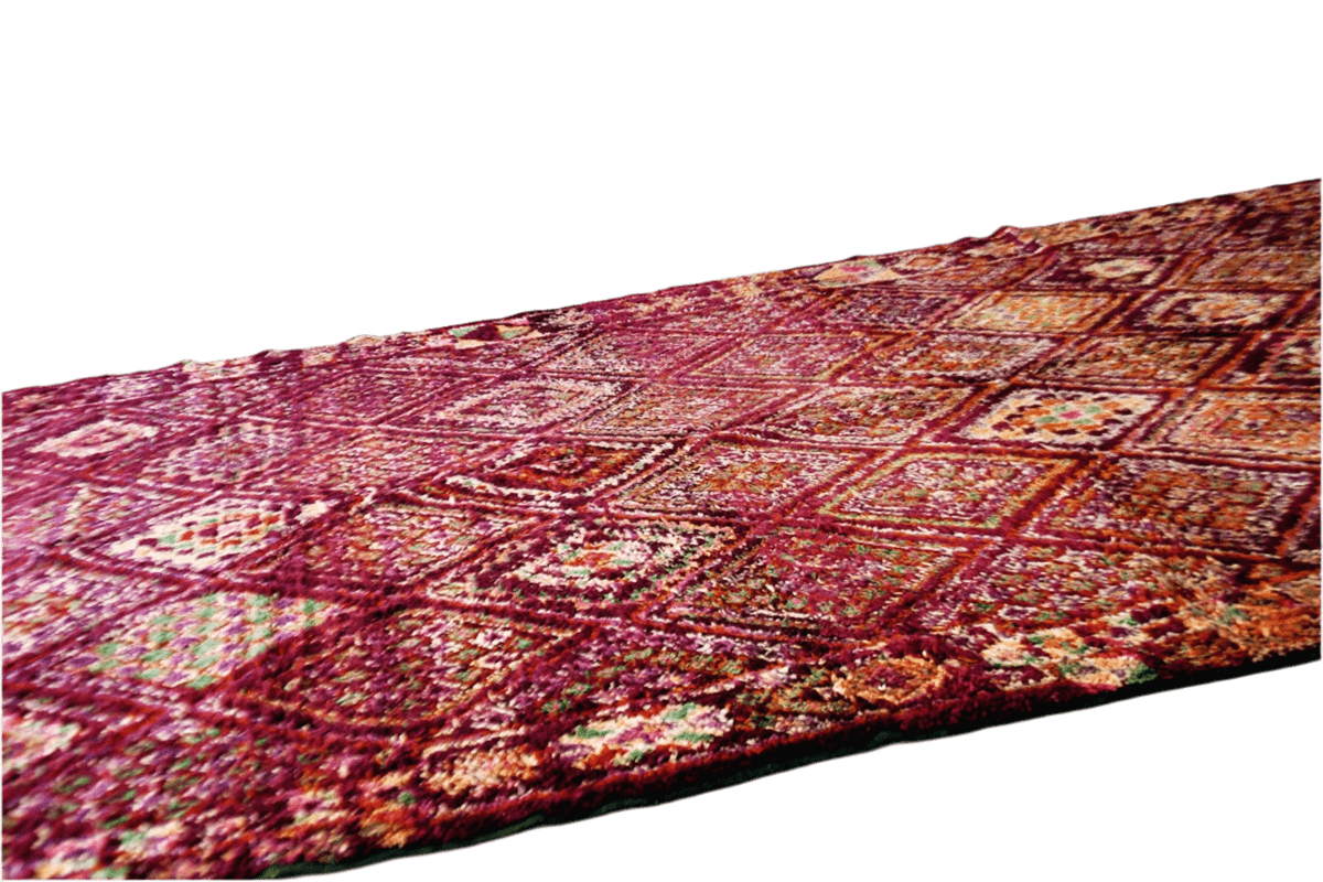 Large Moroccan purple vintage beni mguild rug