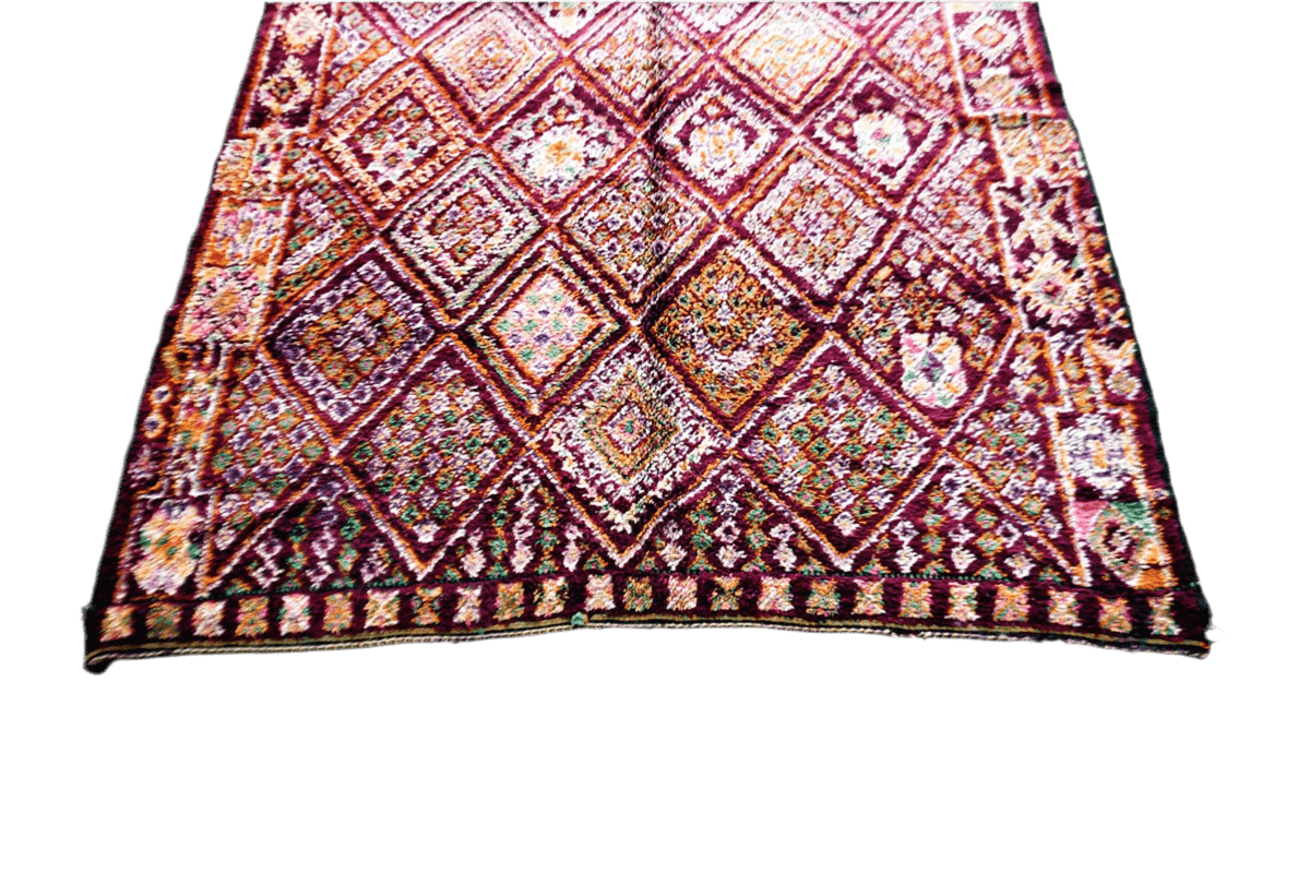 Large Moroccan purple vintage beni mguild rug outstanding