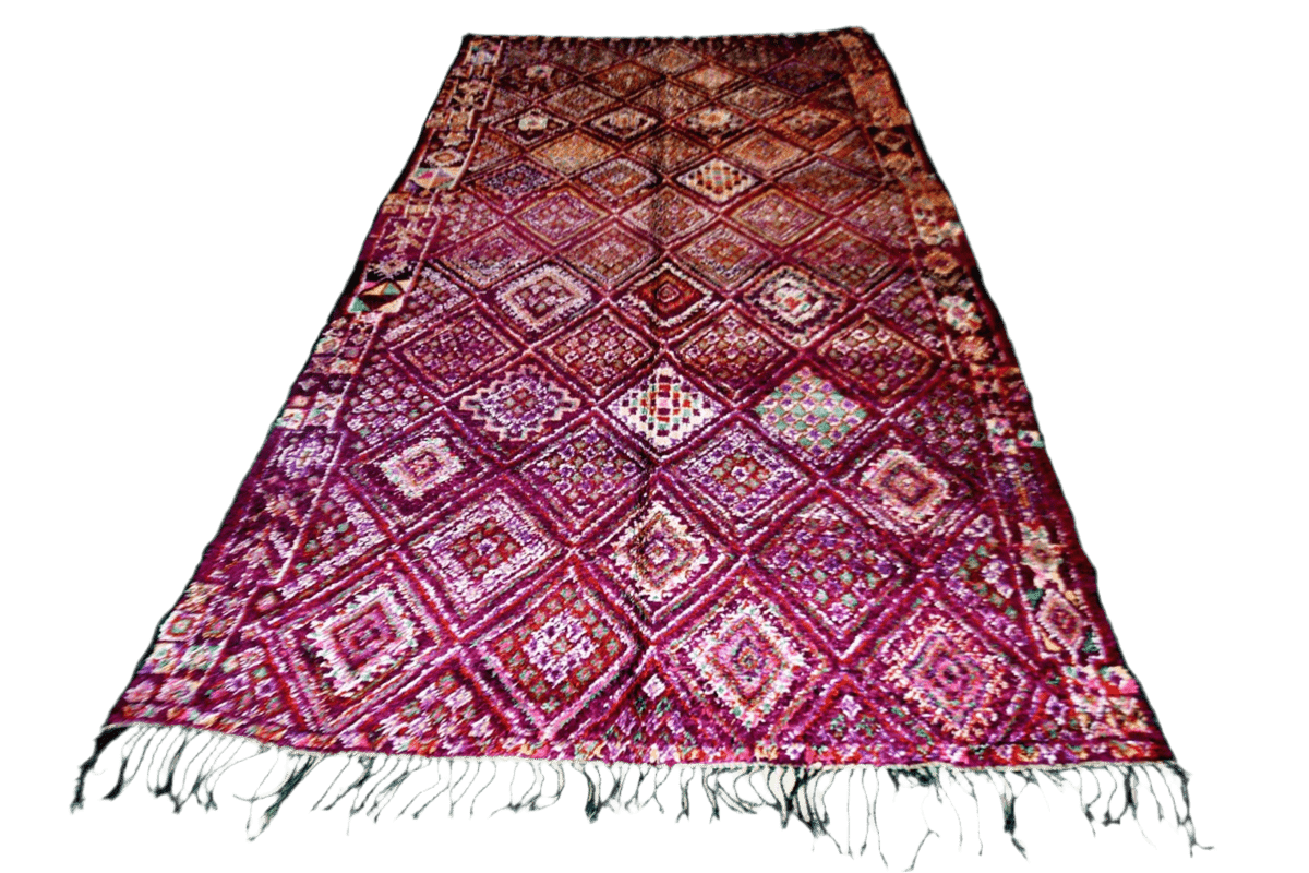 Large Moroccan purple vintage beni mguild rug outstanding full