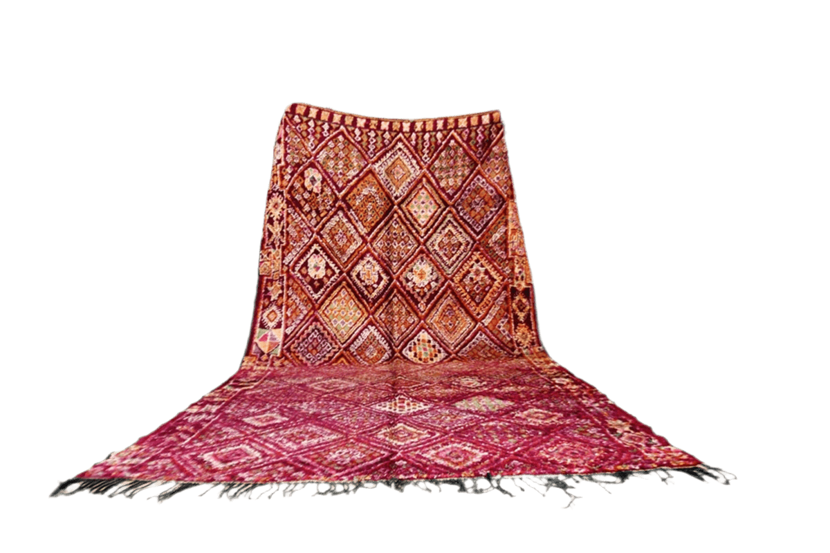 Large Moroccan purple vintage beni mguild rug outstanding standing