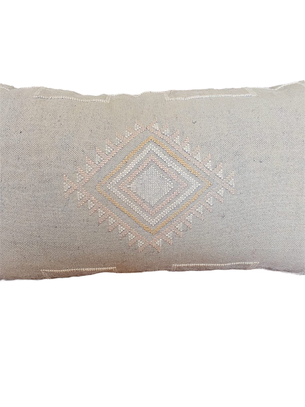 Large rectangle sabra silk cushion cover lilac muted emb close up